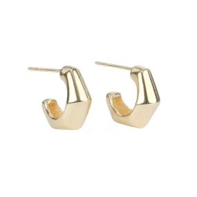 14K Gold Bamboo Wide Hoop Earrings