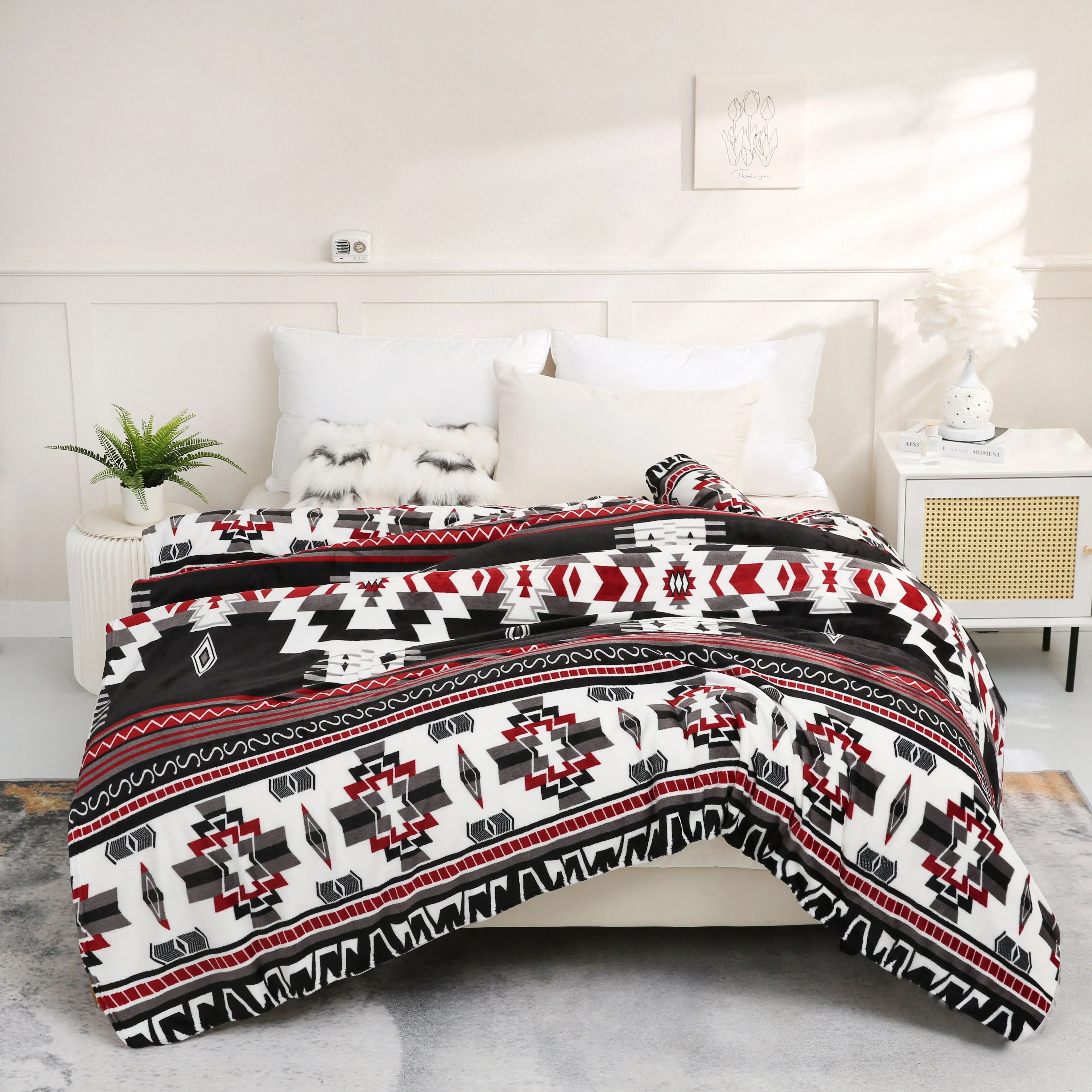 1pc   SouthwesternPattern Blanket, 200GSM Native American Style Flannel Blanket For All Season, Soft Warm Throw Blanket Nap Blan