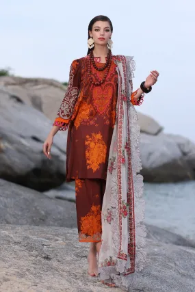 3-PC Unstitched Printed Lawn Shirt with Embroidered Chiffon Dupatta PM4-15