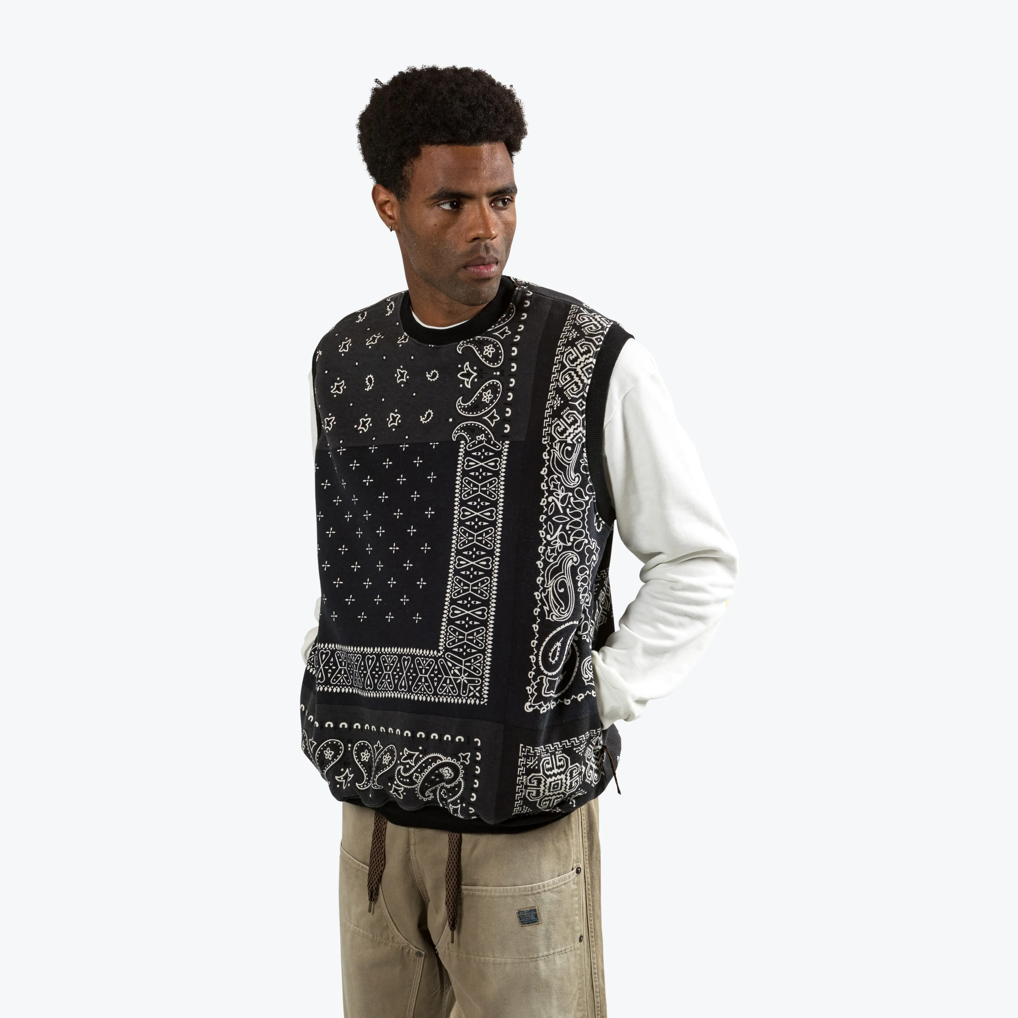 30/-SWT Knit Bandana BIG Vest - Black