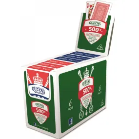 6 Decks Queen's Slipper 500's Playing Cards Blue/Red Bulk 500