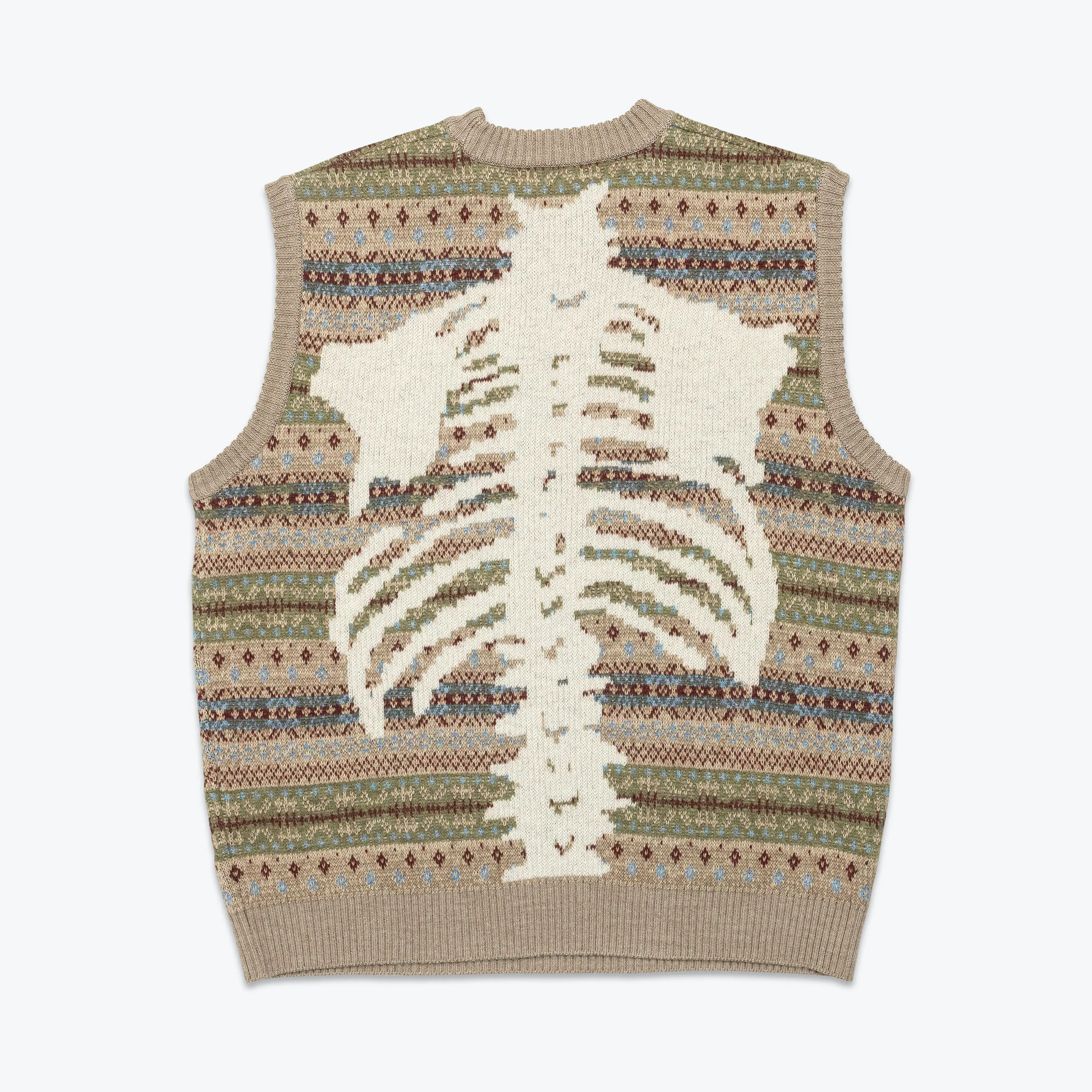 7G Wool FairIsle BONE Vest - Sax