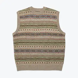 7G Wool FairIsle BONE Vest - Sax