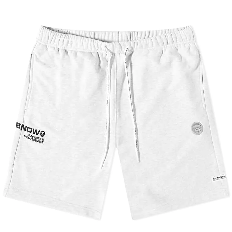 AAPE By Bathing Ape Embroidered Badge Sweat Shorts Light Grey [6952]