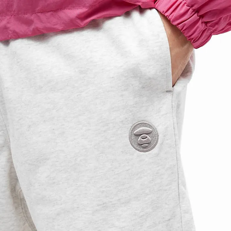 AAPE By Bathing Ape Embroidered Badge Sweat Shorts Light Grey [6952]