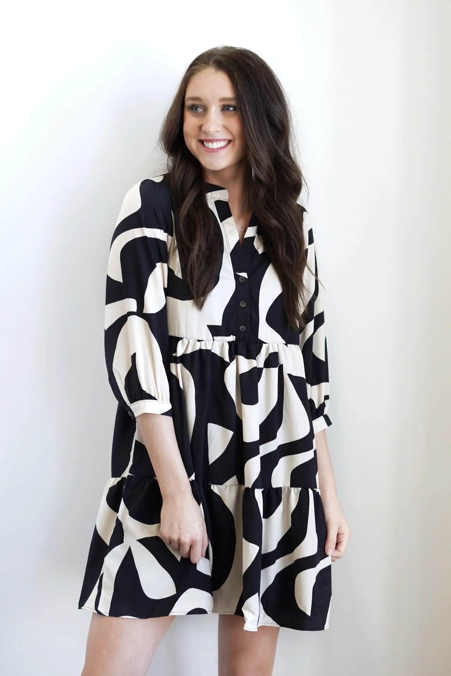 Adeline Abstract Button Down Dress