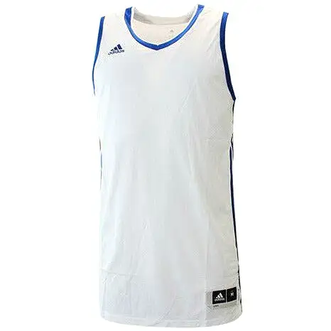 Adidas Essential Kit 3.0 White Blue Polyester Sleeveless Jersey - Mens