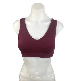 Alo Yoga Red Scoop Neck Cutout Back Ribbed Knit Padded Sports Bra Top Size S