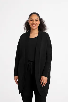 Bamboo Fleece Cocoon Cardi | Black