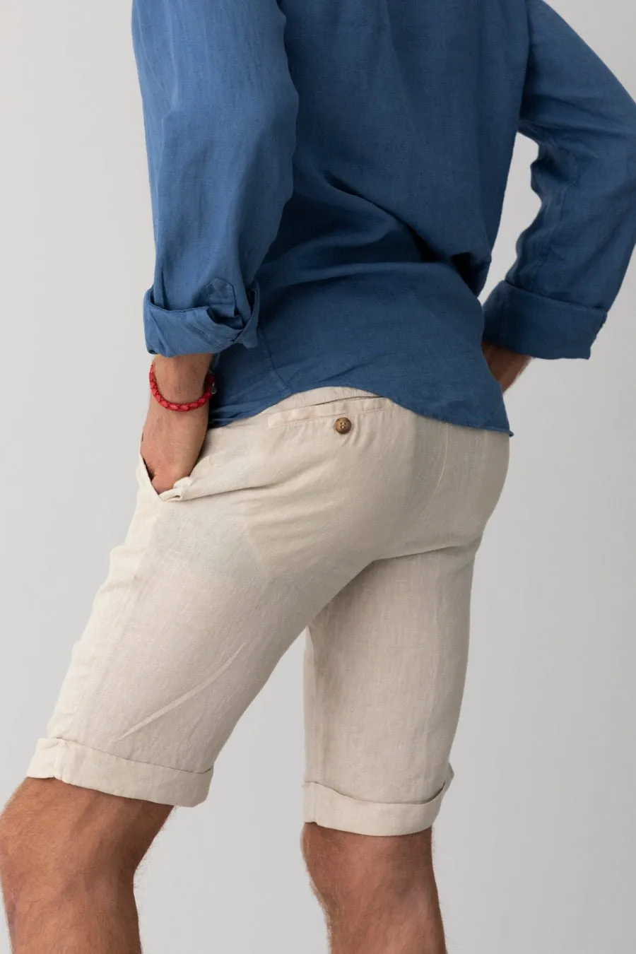 basic linen bermuda shorts beige