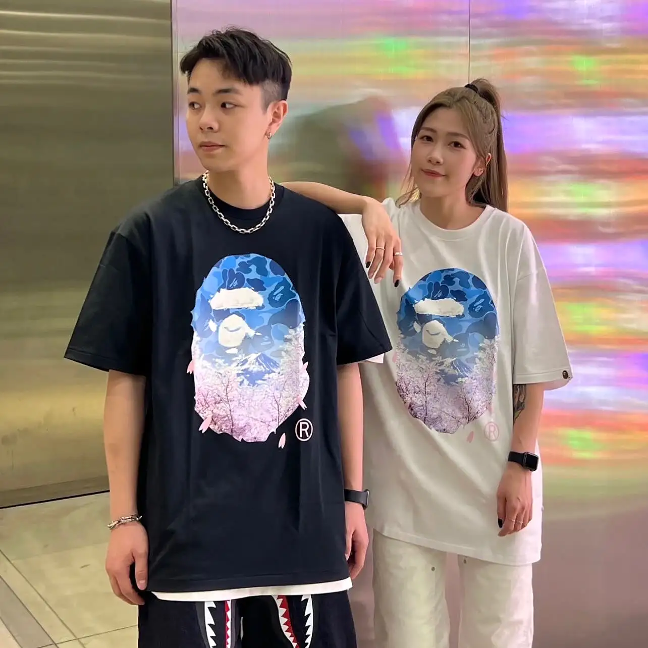 BATHING APE Sakura Photo Ape Head Tee Black (Japan Exclusive)