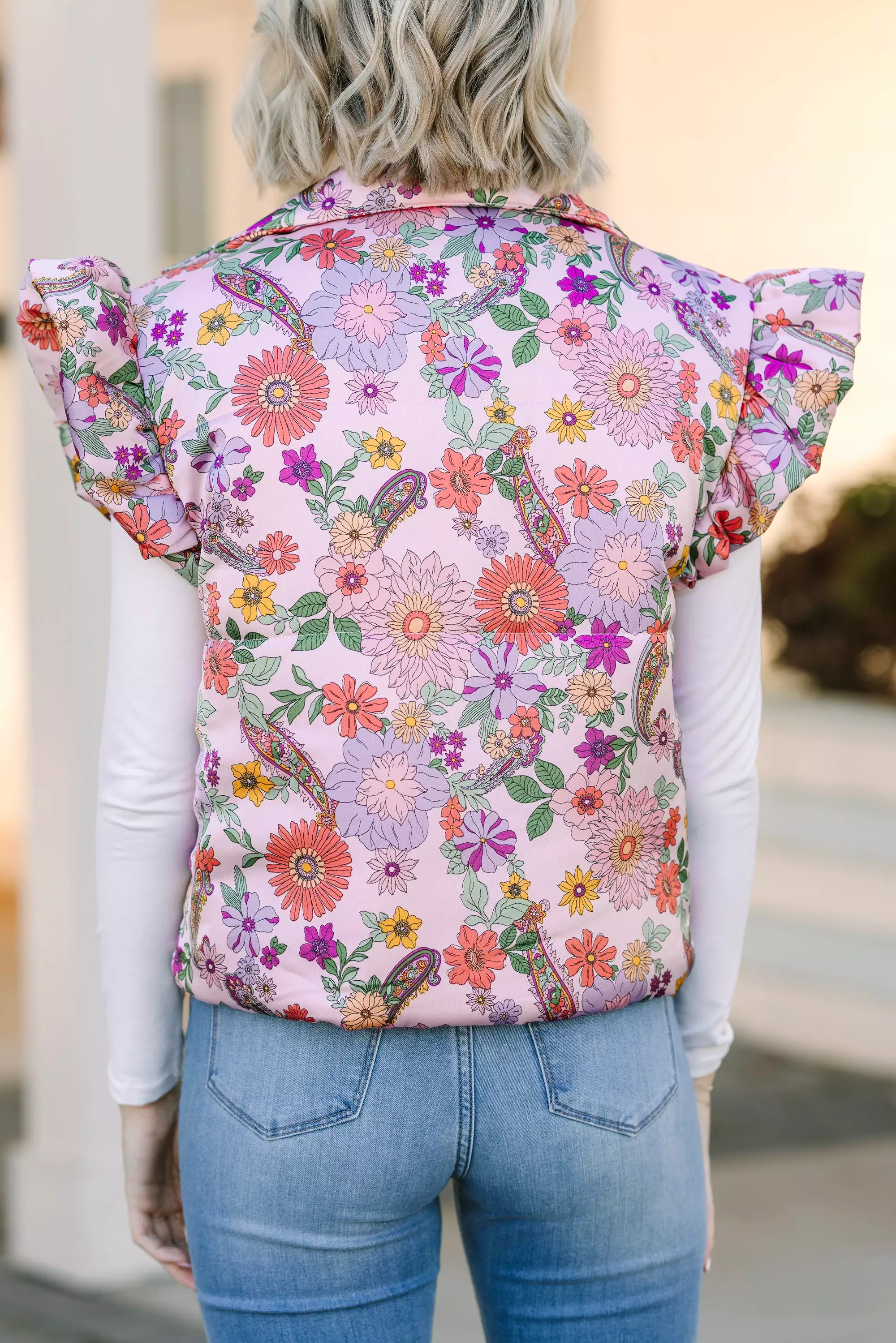 Be True To You Blush Pink Floral Vest