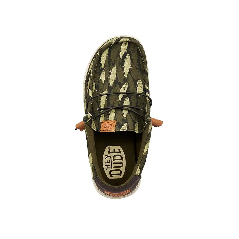 Boys Wally Fish Camo Olive