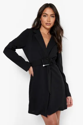 Buckle Detail Wrap Blazer Dress