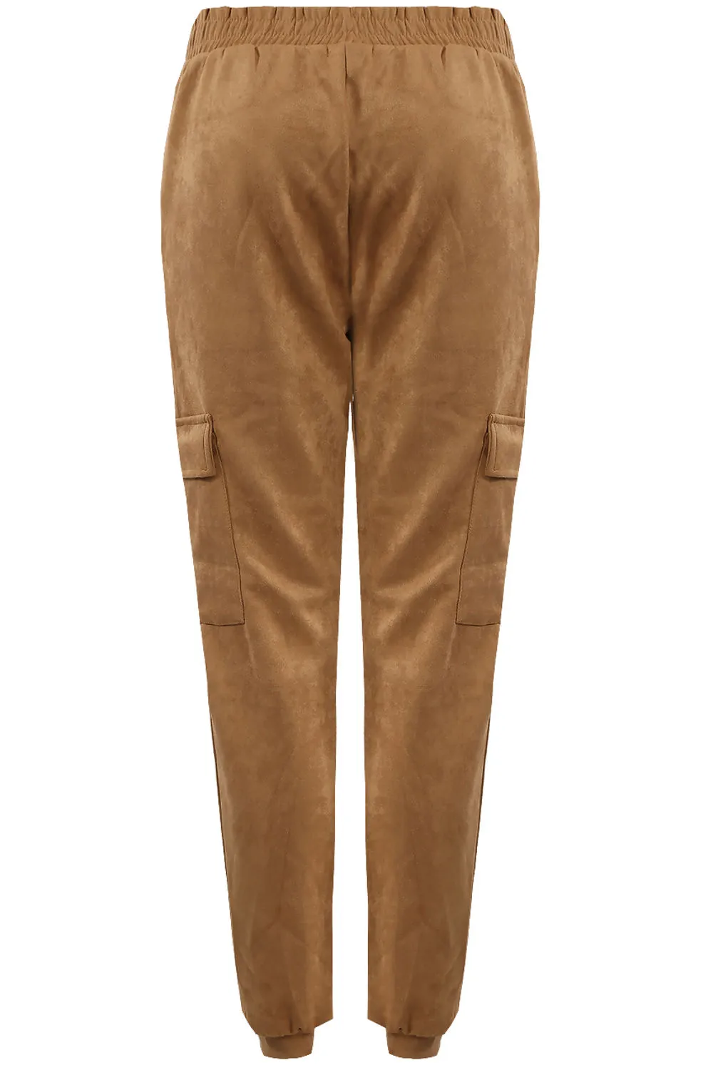 Camel Faux Suede Side Pocketed Trouser