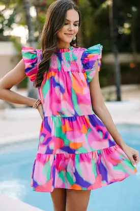 Can't Stop Pink Abstract Babydoll Dress