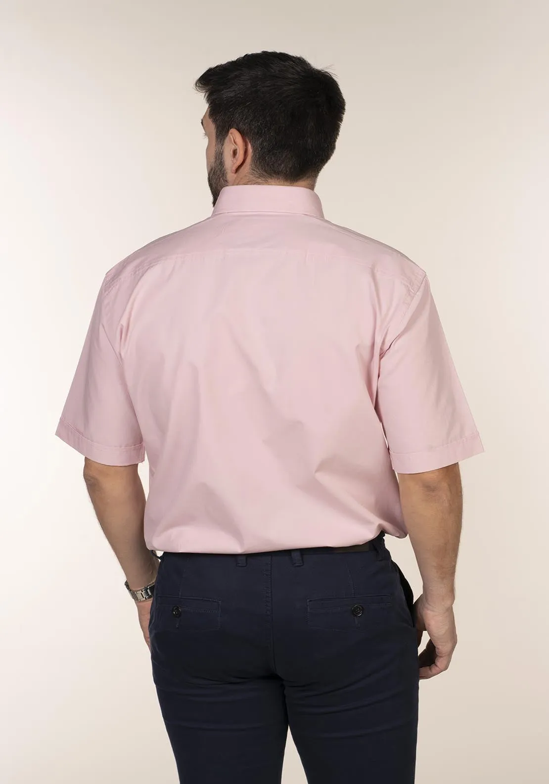 Casual Plain Short Sleeve Shirt - Pink