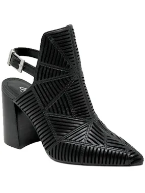 CHARLES BY CHARLES DAVID Womens Black Geometric Adjustable Strap Venom Pointed Toe Block Heel Buckle Heeled Mules Shoes M