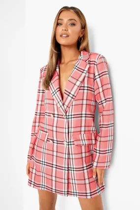 Check Print Blazer Dress