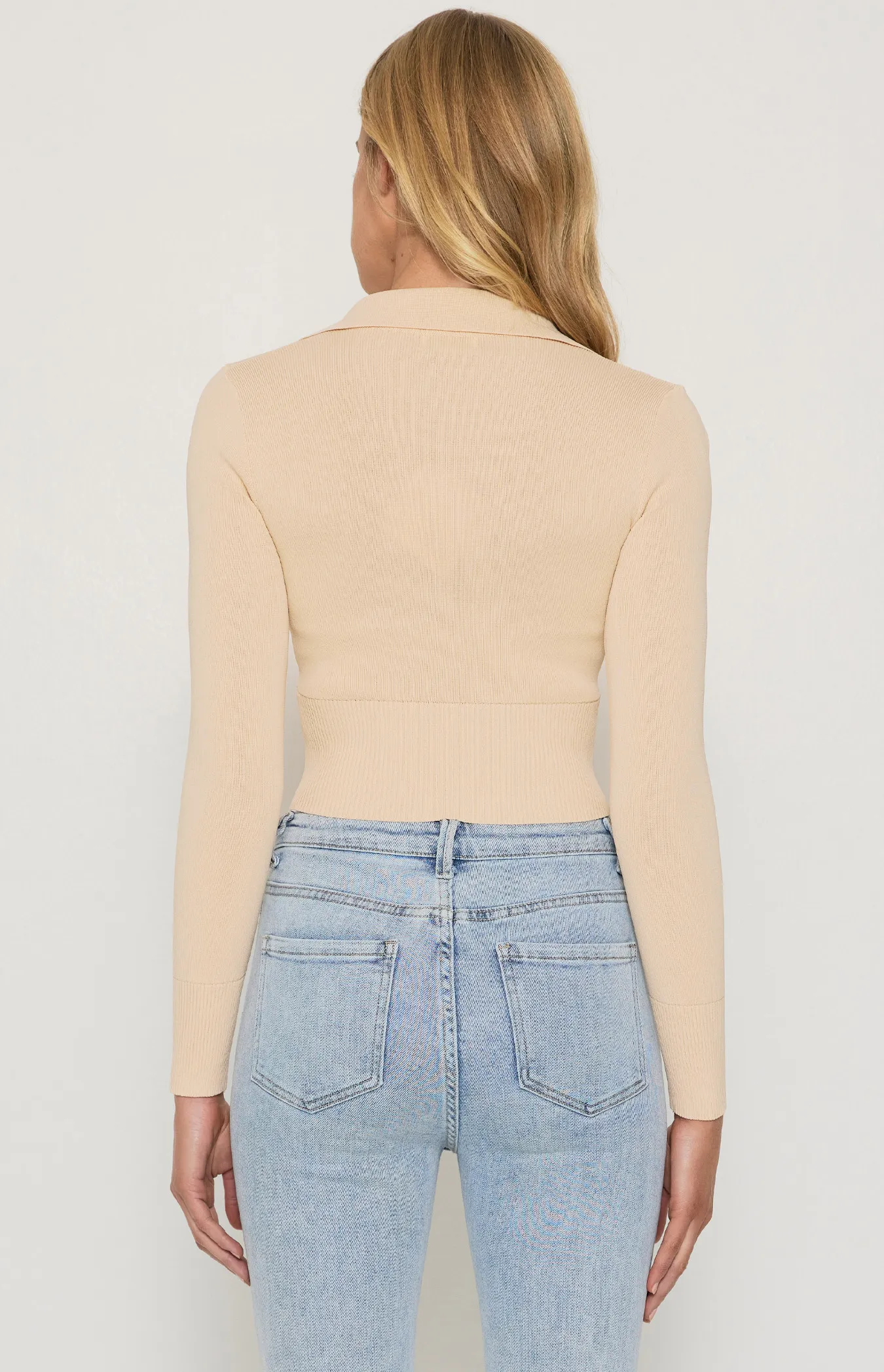 Collared Lightweight Textured Knit Top (WKN587)