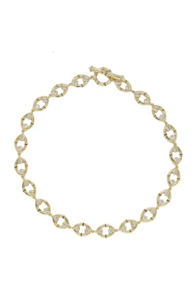 Crystal and 18k Gold Plated Bamboo Eyelet Collar Necklace