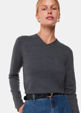 Dark Grey Mila V Neck Knit