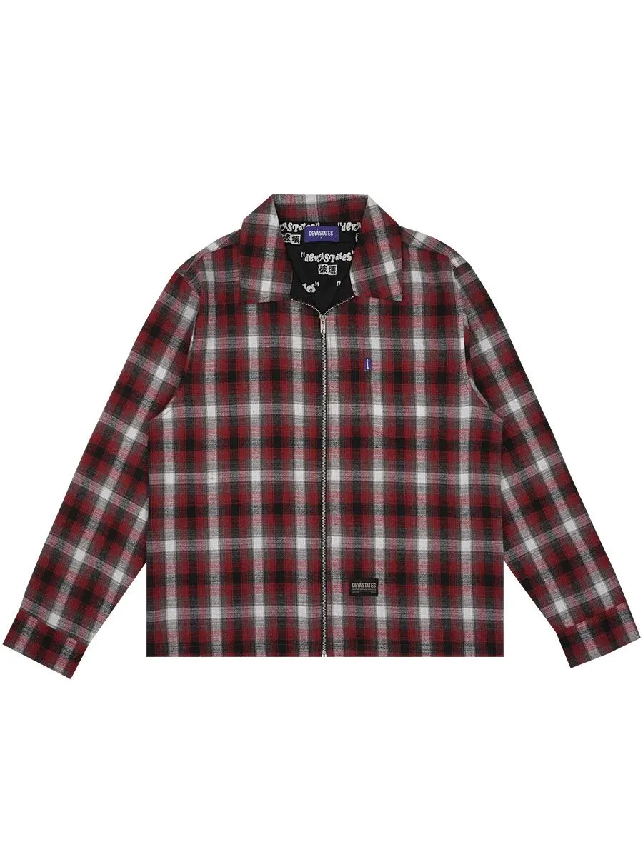 DEVÁ STATES Malcolm Zip Up Flannel Shirt - Red