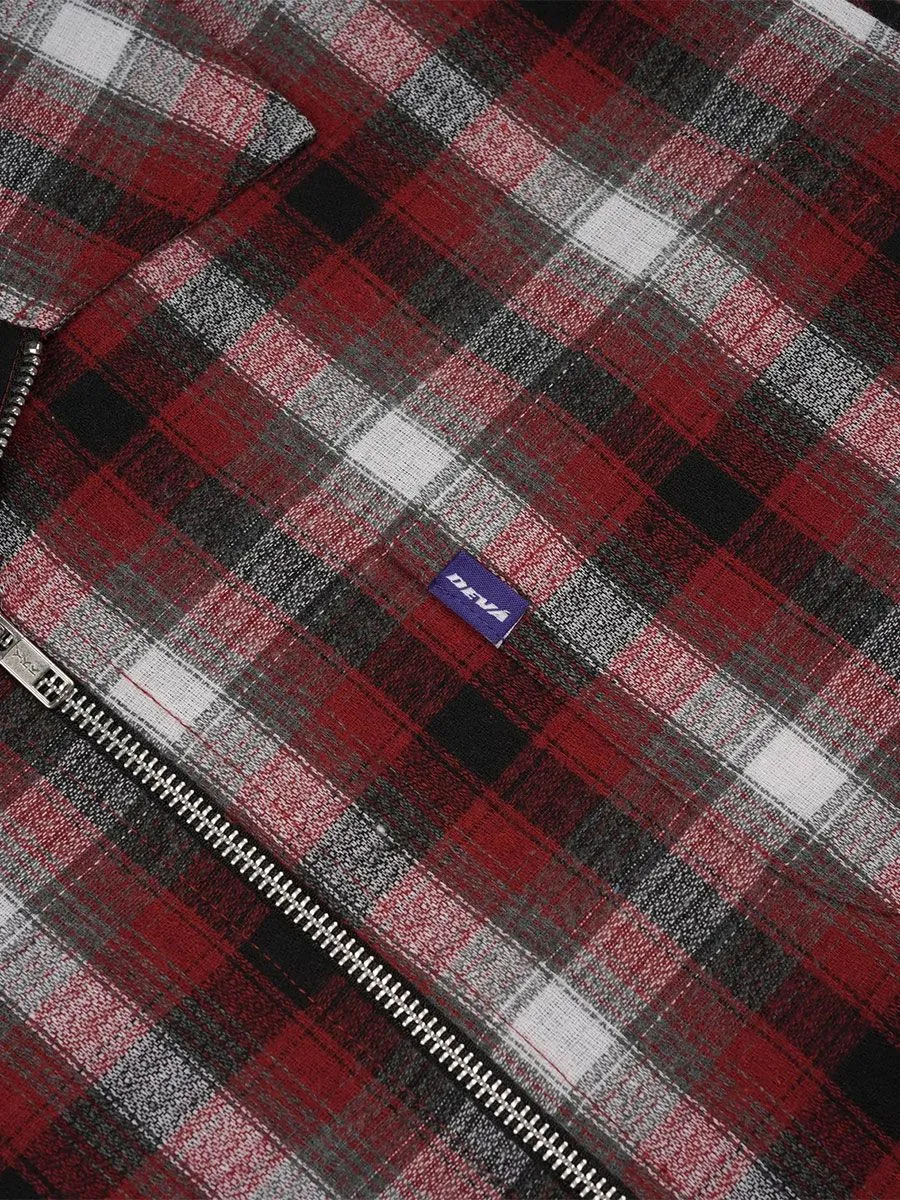 DEVÁ STATES Malcolm Zip Up Flannel Shirt - Red