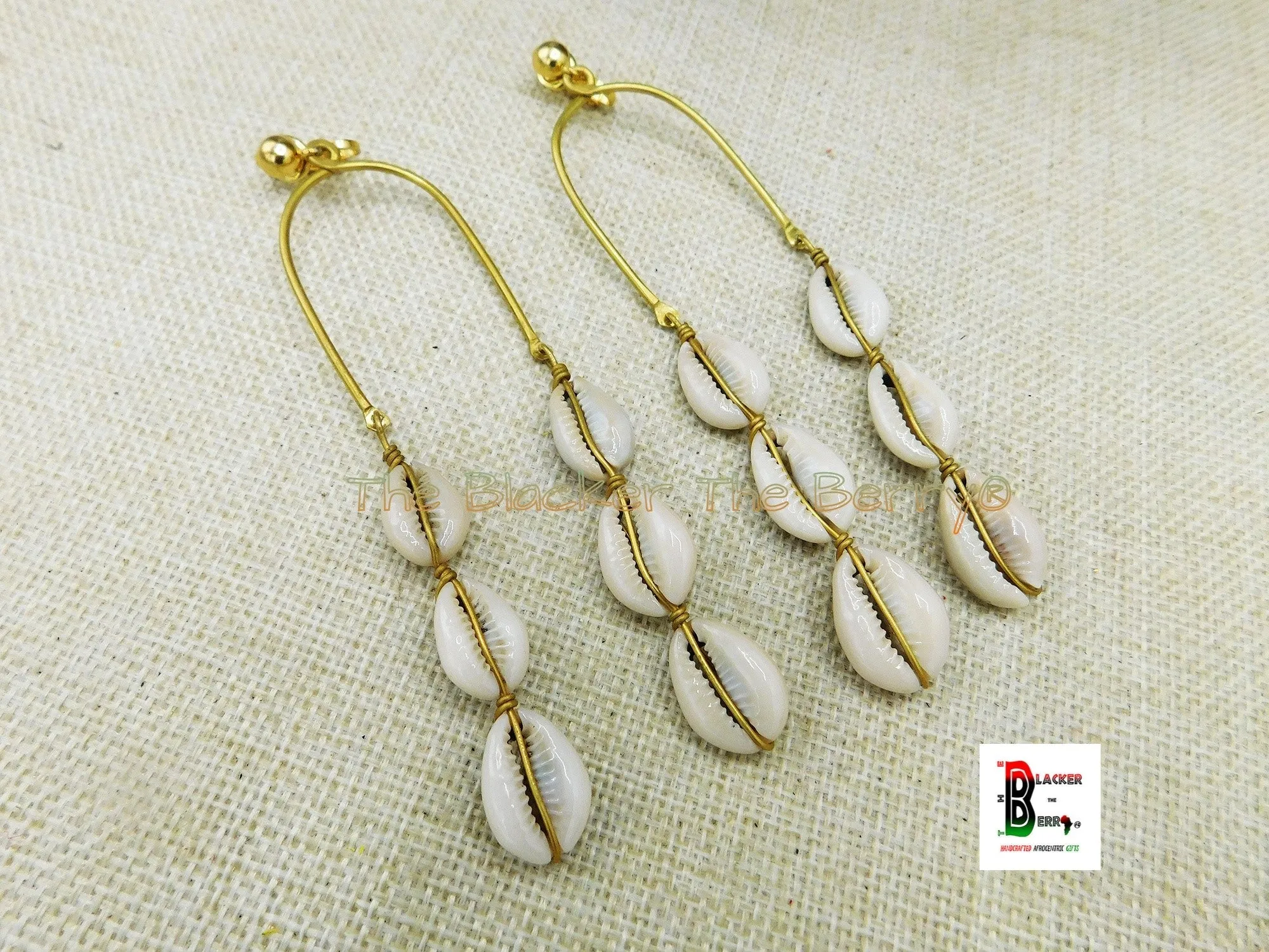 Ethnic Clip On Earrings Cowrie Shell Long Dangle Women African Fashionable Handmade