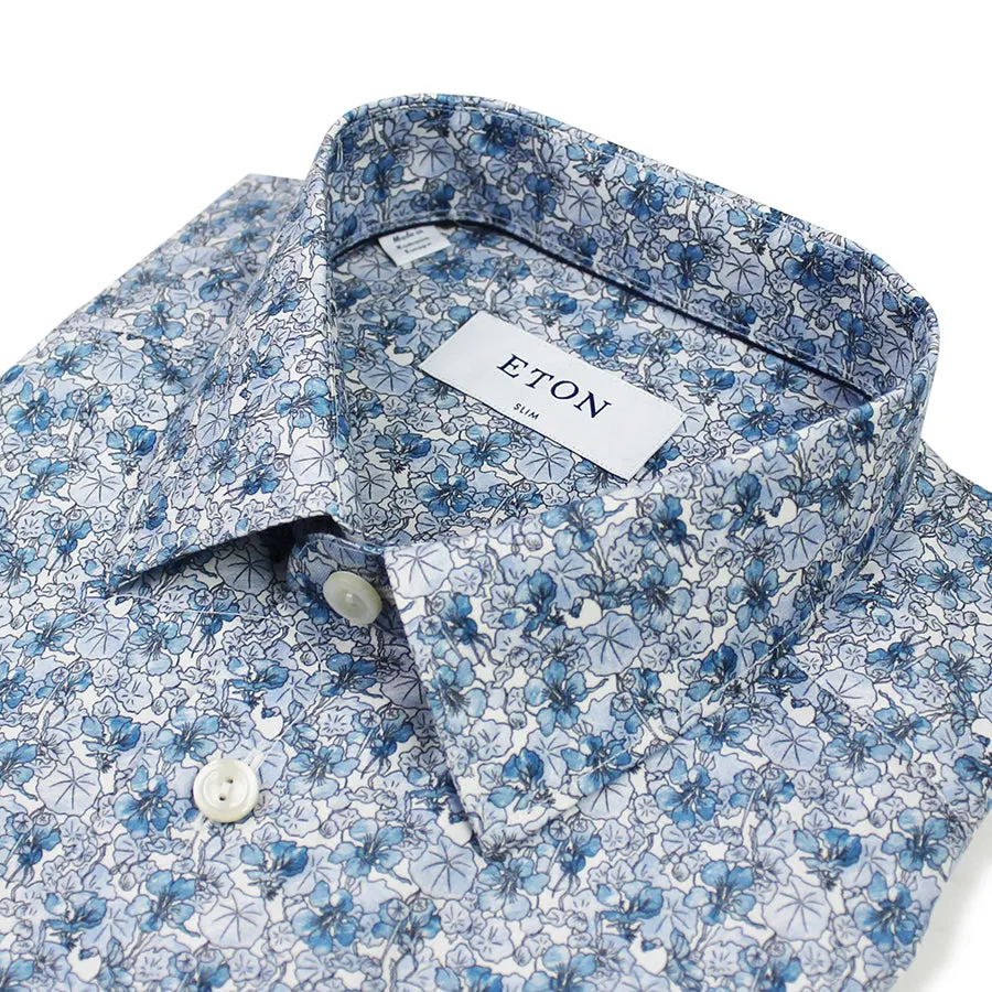 Eton - Slim Fit Floral Shirt in Blue