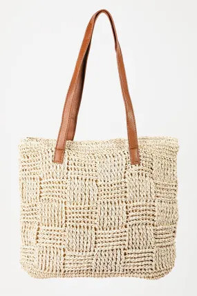 Fame Braided Faux Leather Strap Tote Bag