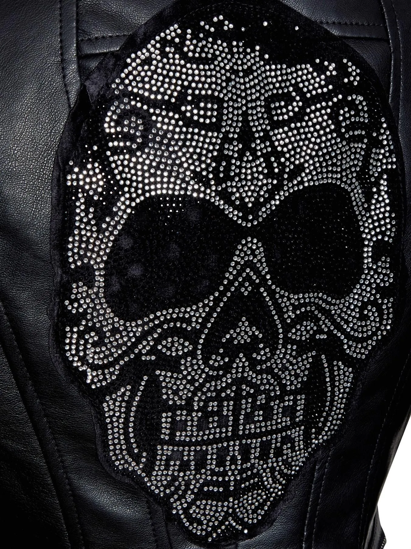 Faux leather Skull Biker Jacket, Black, Stone, UK sizes 8 to 14