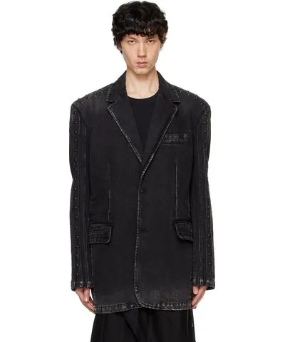 Feng Chen Wang Black Paneled Denim Blazer