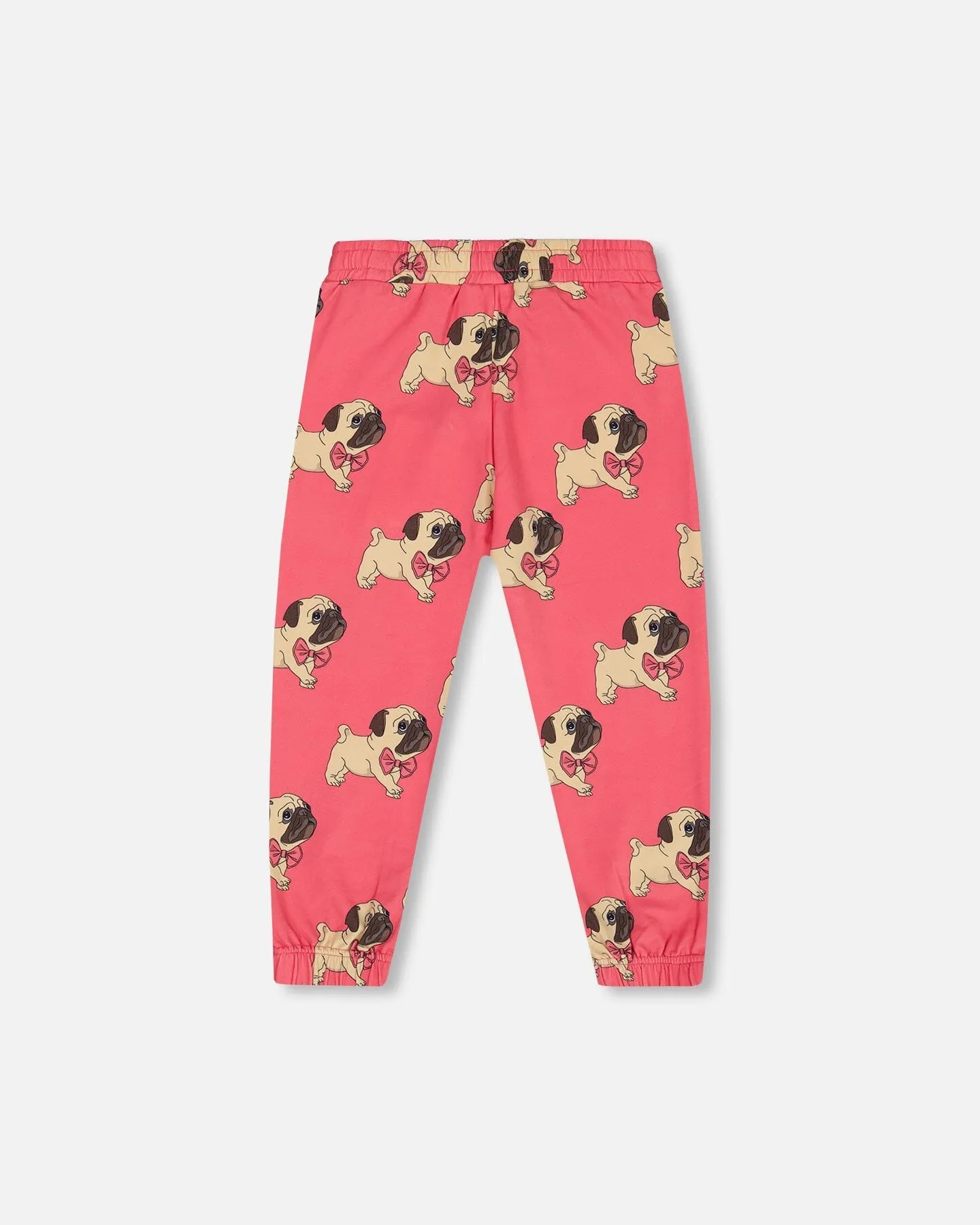 Fleece Sweatpants Magenta Printed Pug