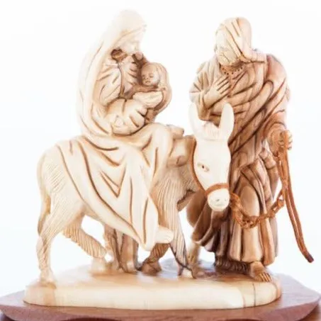 Flight into Egypt, 6.7 Carved Wooden Sculpture