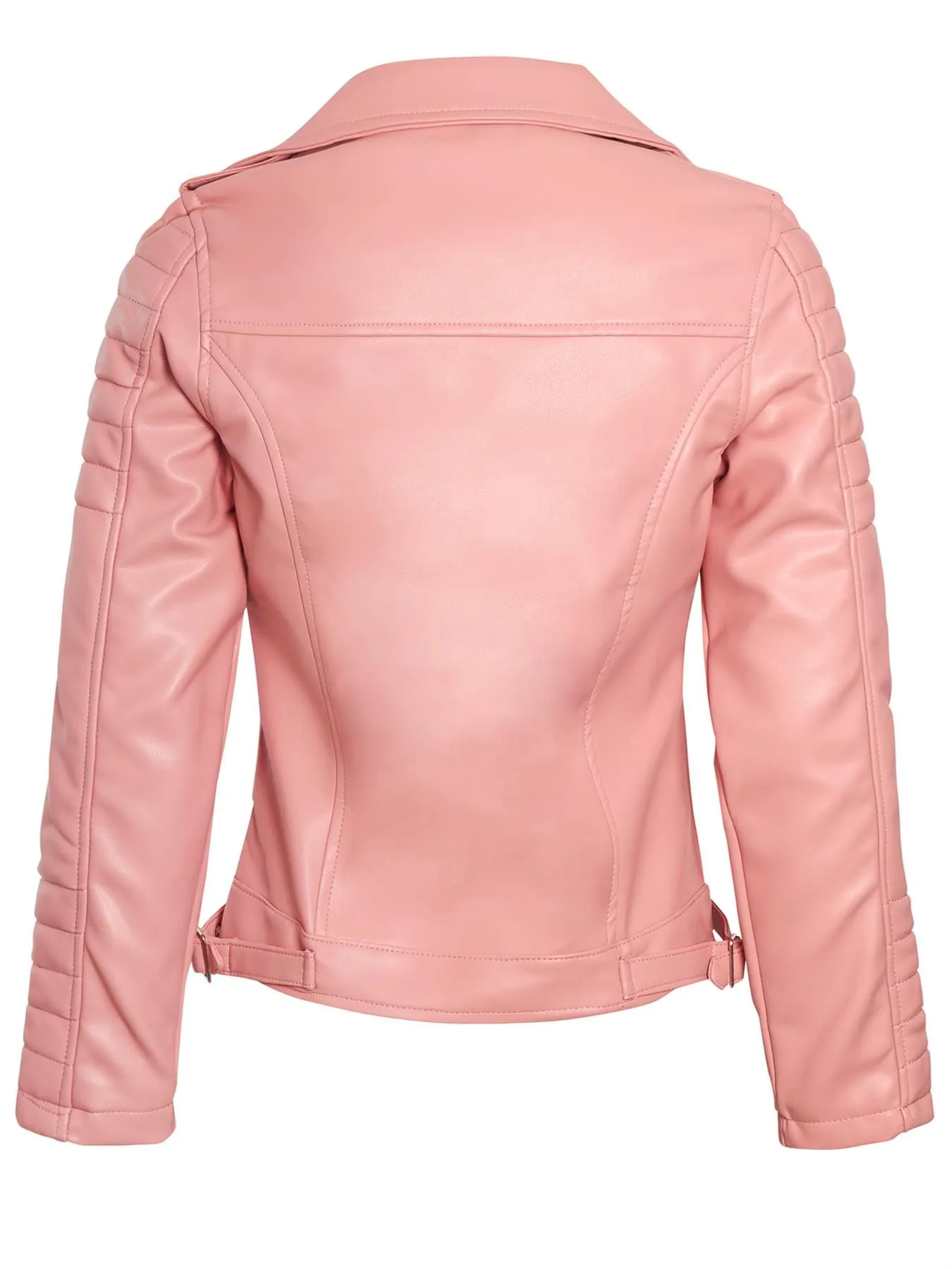 Girls Biker Jacket Faux Leather PU, Black, Pink, Beige, Ages 3 to 14 Years