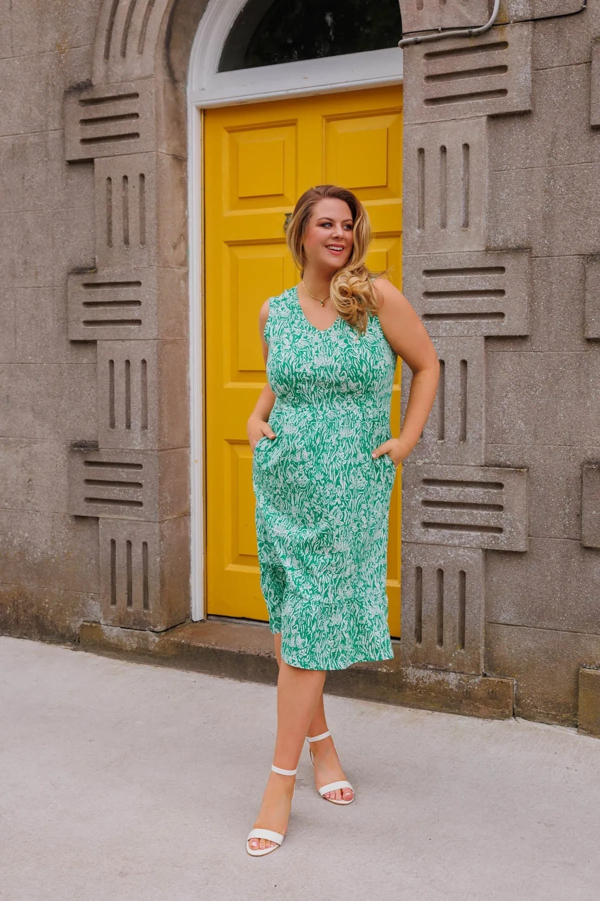 Green Printed Jersey Dress