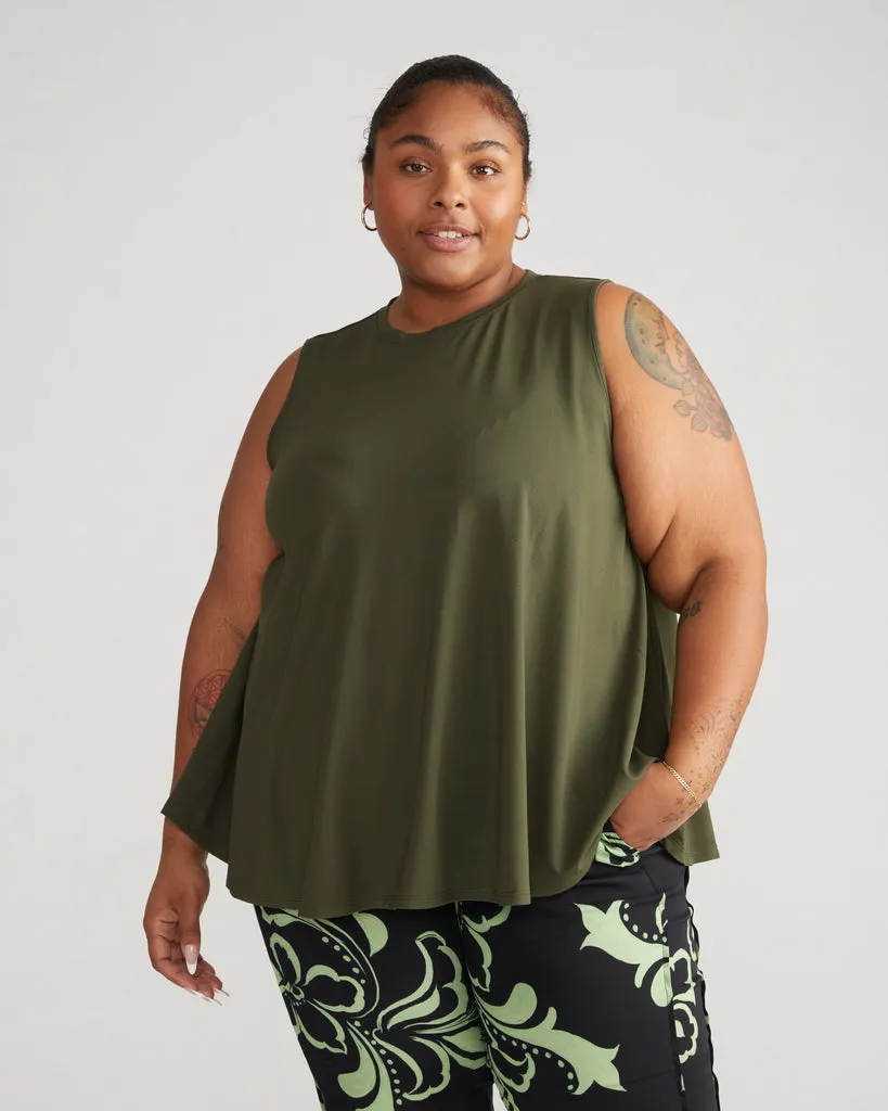 Heatwave Divine Jersey Flared Tank - Nori