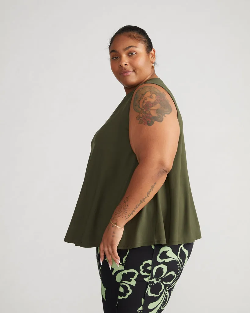 Heatwave Divine Jersey Flared Tank - Nori