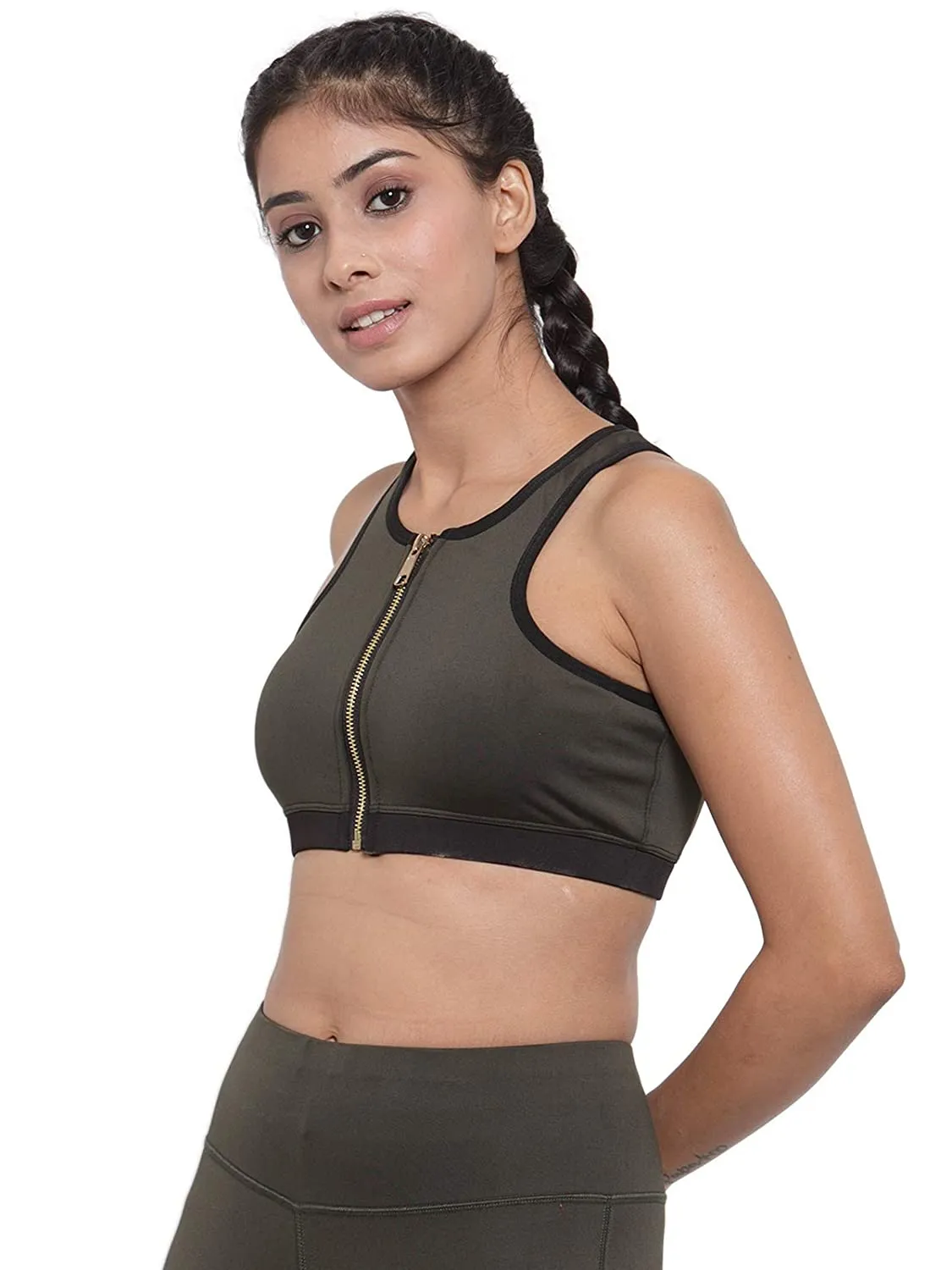 Invincible Women's Front Zip Sports Bra