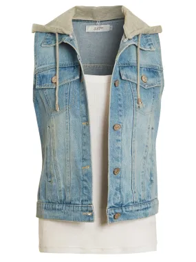 Jersey Hood Denim Gilet, UK Sizes 8 to 14