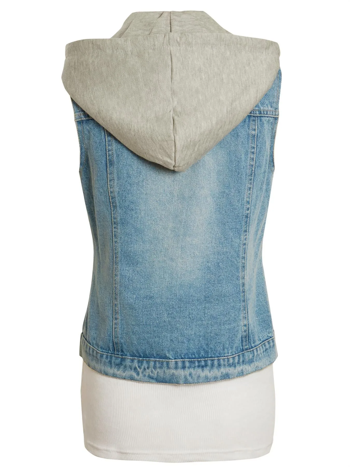 Jersey Hood Denim Gilet, UK Sizes 8 to 14