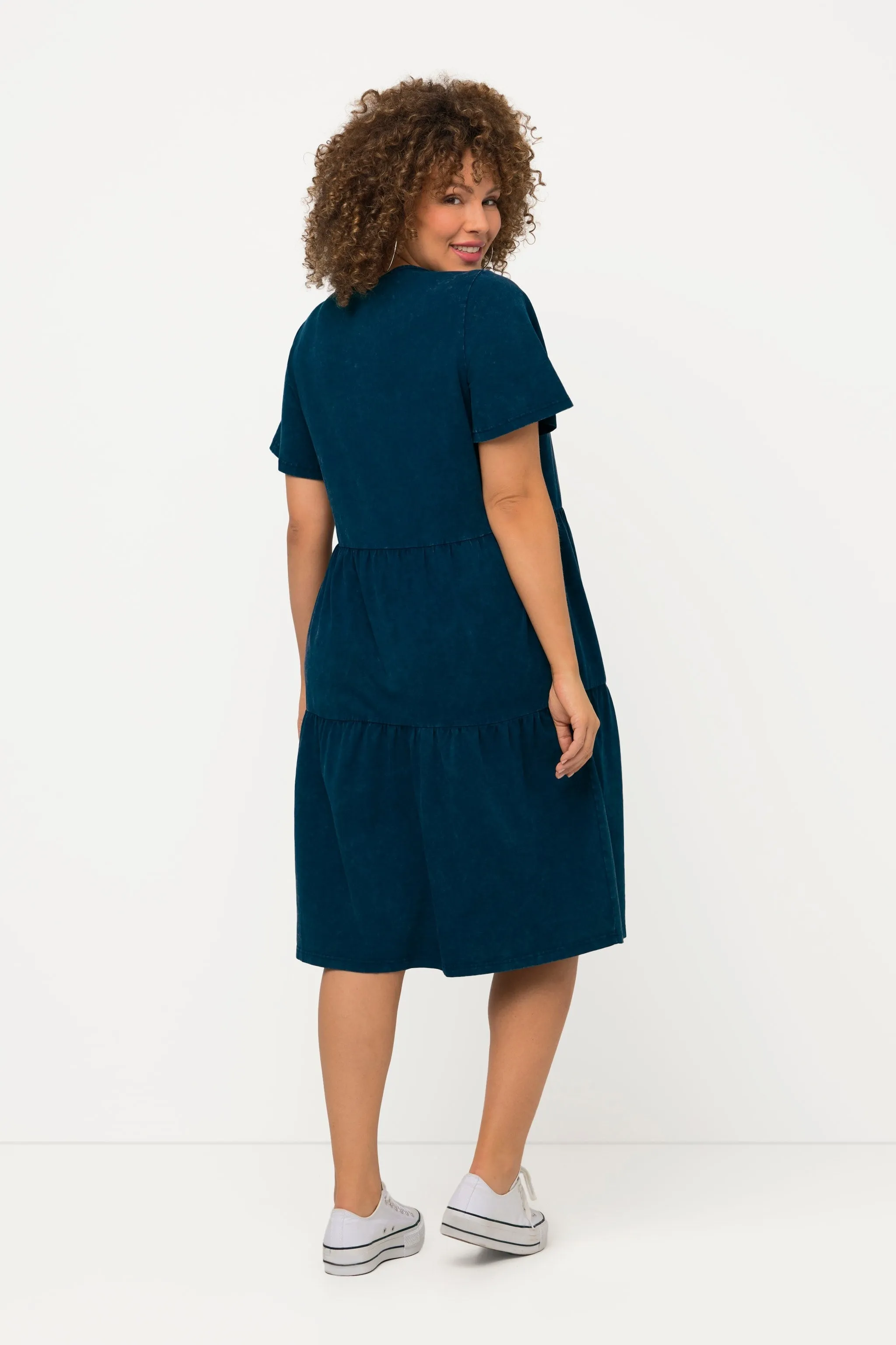 Jersey Knee Length Dress in Navy