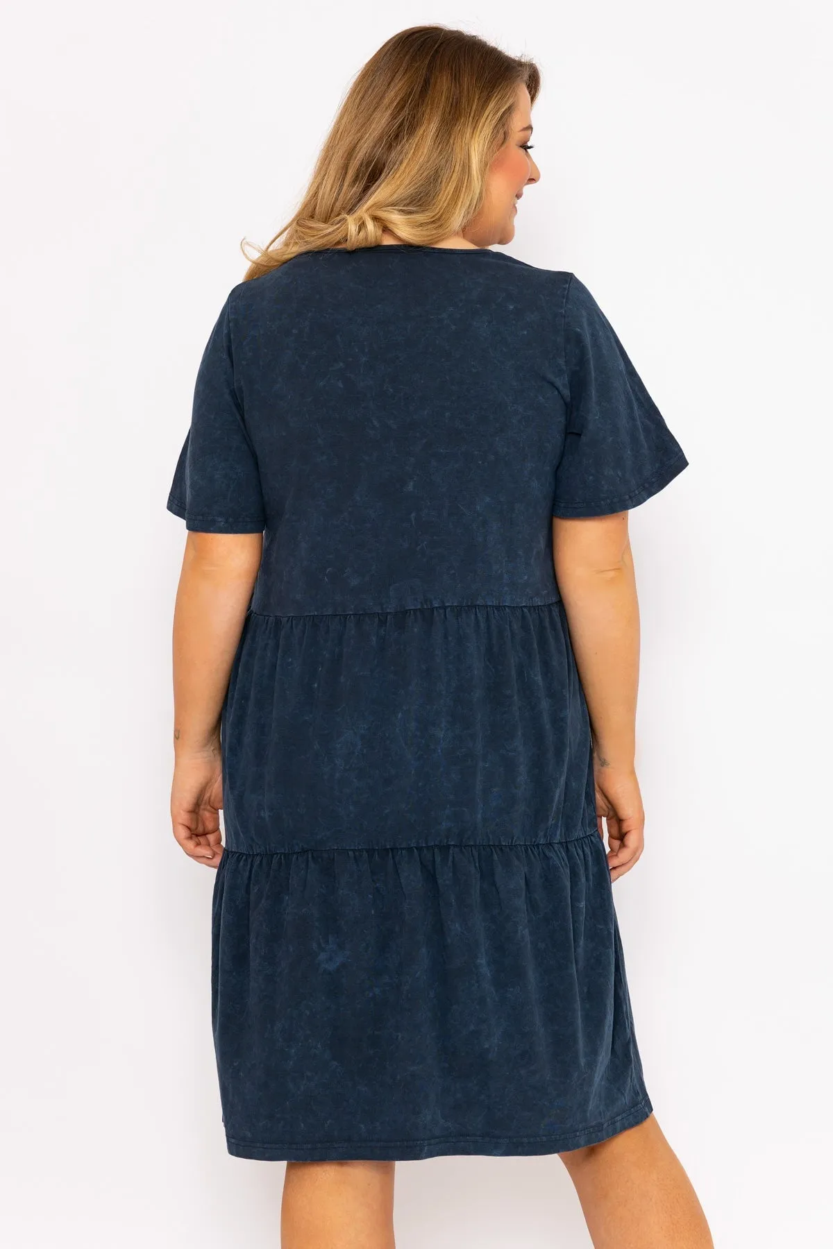 Jersey Knee Length Dress in Navy