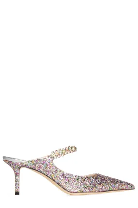 Jimmy Choo Bing 65 Pointed Toe Glitter Mules