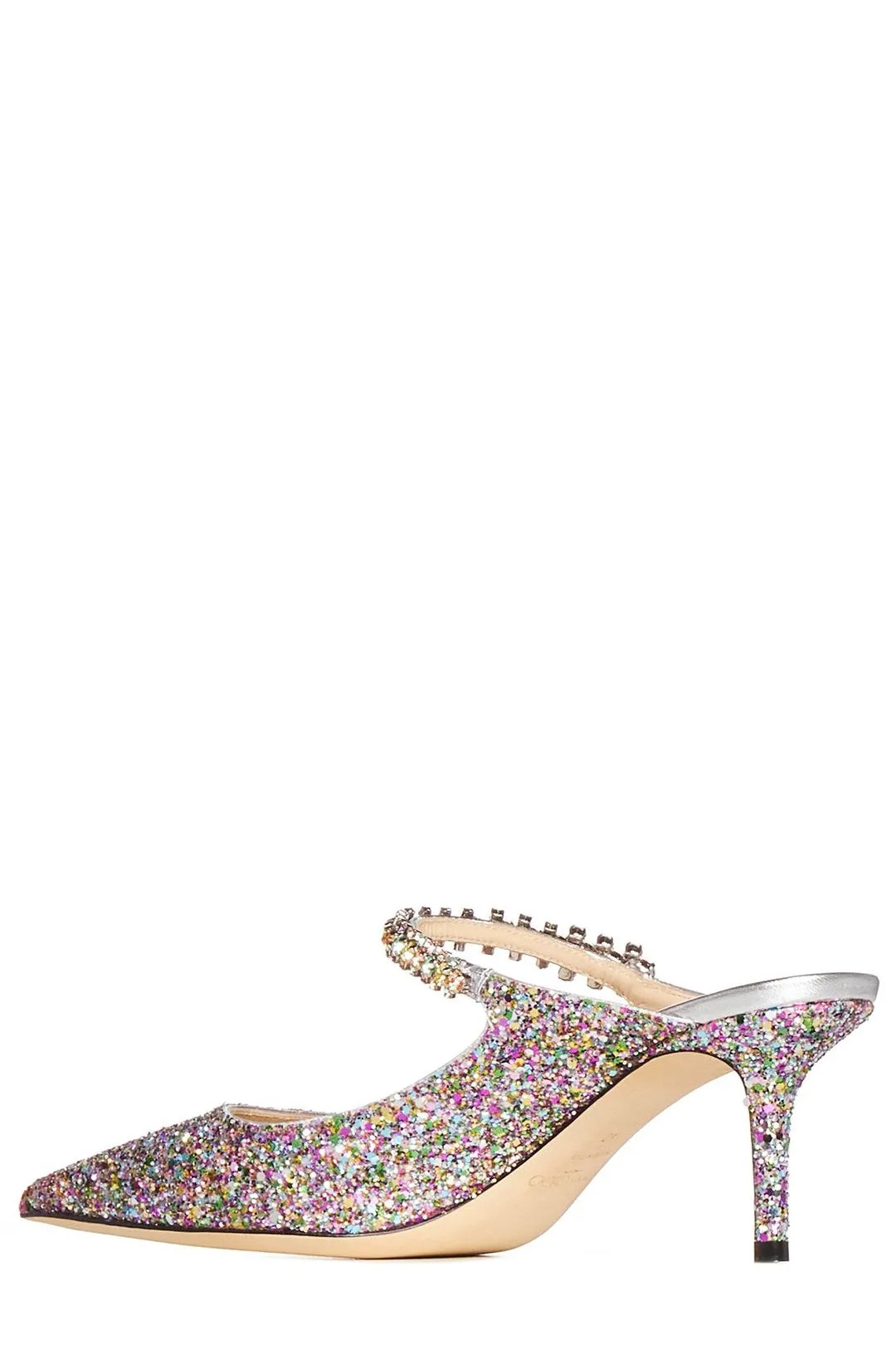 Jimmy Choo Bing 65 Pointed Toe Glitter Mules