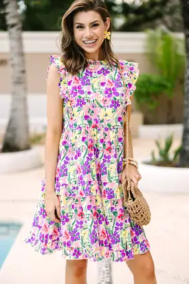 Just A Dream Floral Lavender Purple Floral Babydoll Dress