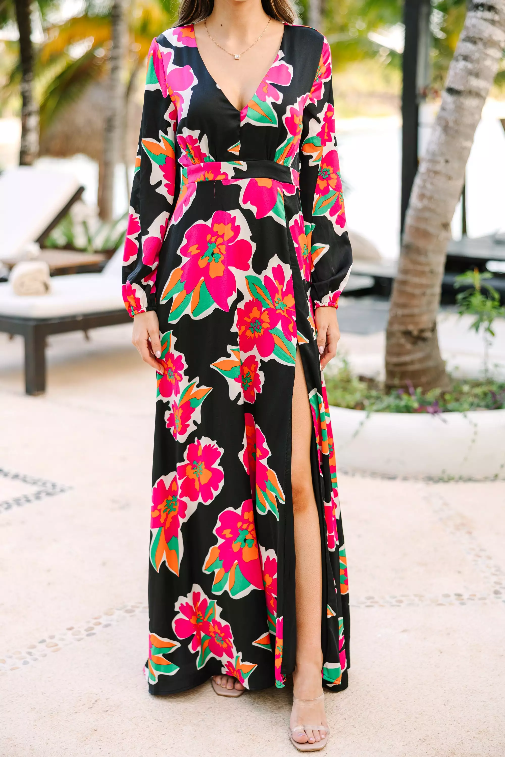 Just Feels Right Black Floral Maxi Dress