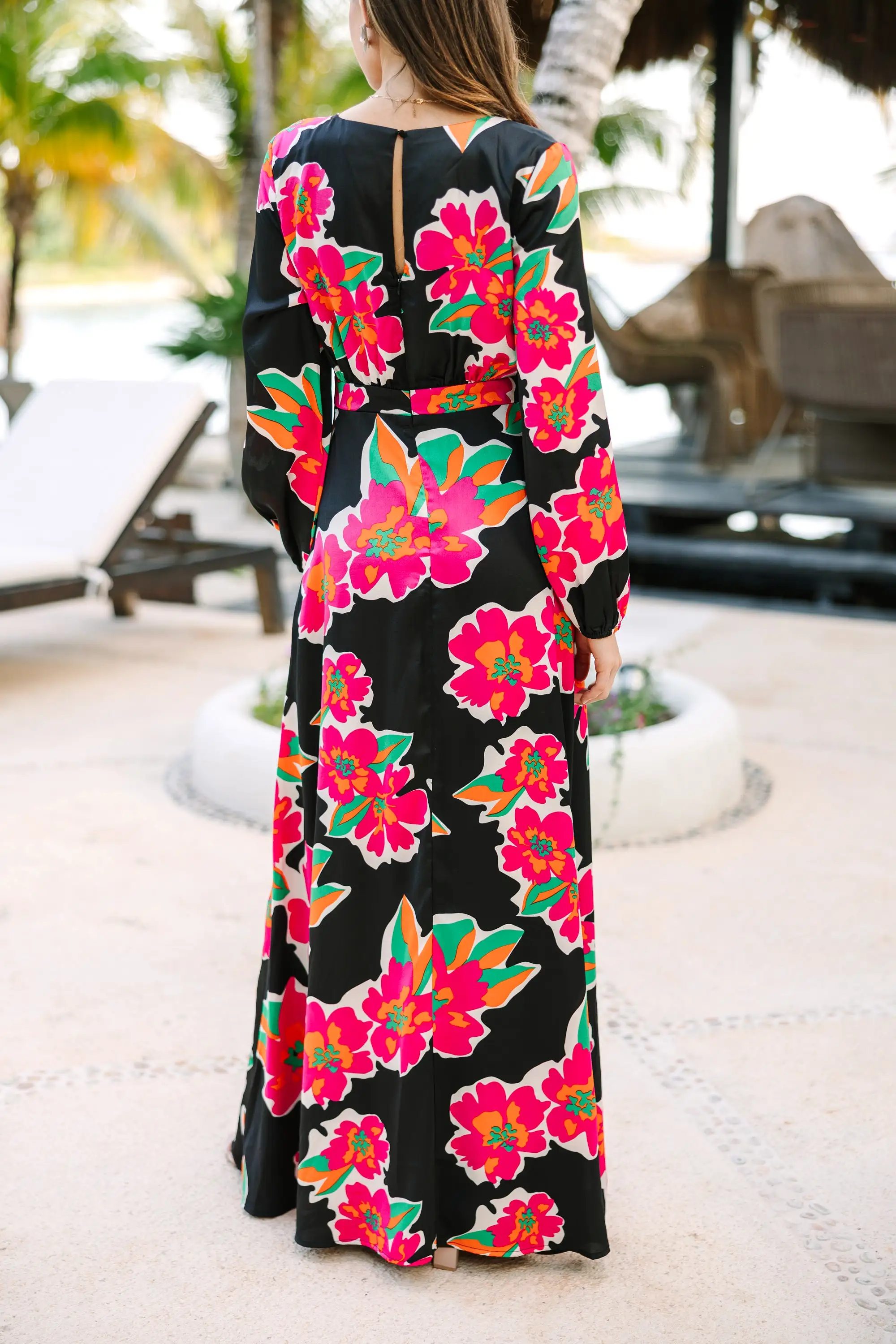 Just Feels Right Black Floral Maxi Dress