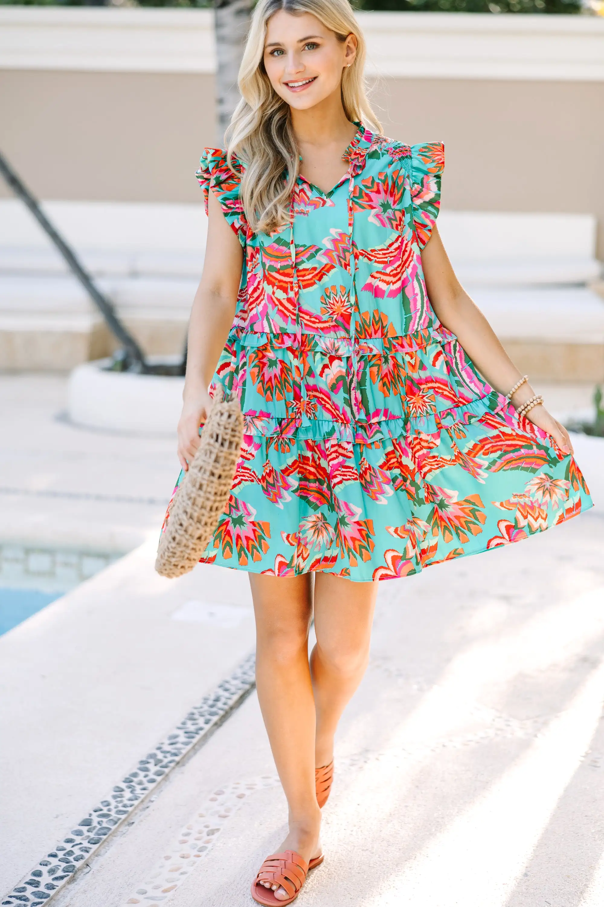 Know You Well Mint Green Floral Babydoll Dress